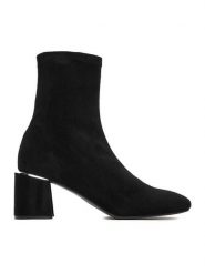 DeeZee Botki W4LD191204 Czarny. Czarne botki DeeZee, bez wzorów, z materiału, bez obcasa, na słupku, bez zapięcia. Za 179.99 zł.