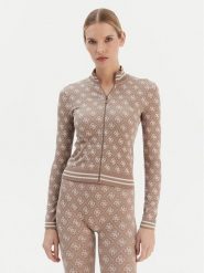 Guess Bluza V5BP08 K2000 Brązowy Slim Fit. Brązowe bluzy Guess, l, z aplikacjami, z syntetyku, bez ramiączek, bez kaptura. Za 299.99 zł.