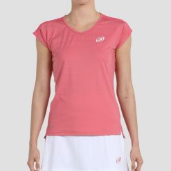 Koszulka do padla damska Bullpadel Eleva. Czerwone t-shirty sportowe bullpadel, l, bez wzorów, z materiału, bez ramiączek. Za 169.99 zł.