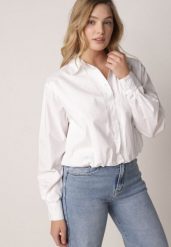 Biała Bawełniana Koszula o Kroju Bombki Oversize Walelia. Białe koszule Born2be, l, bez wzorów, z bawełny, bez kołnierzyka, bez ramiączek. Za 139.99 zł.