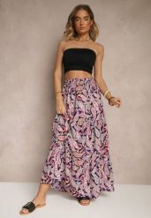 Fioletowa Spódnica Rozkloszowana High Waist z Motywem Paisley Nevolissa. Fioletowe spódnice Renee, na co dzień, l, z aplikacjami, maxi, koszulowe. W wyprzedaży za 47.99 zł.