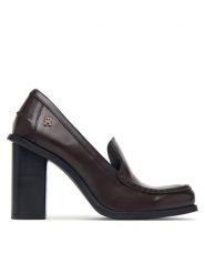 Tommy Hilfiger Półbuty Square Toe Heeled Loafer FW0FW09493 Brązowy ciemny. Brązowe półbuty wsuwane Tommy Hilfiger, bez wzorów, ze skóry, bez obcasa, na obcasie. Za 699.99 zł.
