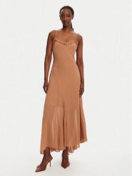 BARDOT Sukienka koktajlowa Tatian Frill Trim 59885DB Brązowy Regular Fit. Brązowe sukienki Bardot, bez wzorów, z syntetyku, wizytowe, bez kołnierzyka, bez ramiączek. Za 419.99 zł.