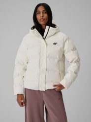 4F Kurtka zimowa z wypełnieniem syntetycznym damska - beżowa XS. Brązowe kurtki 4f, na zimę, xs, bez wzorów, z materiału, klasyczne, bez kaptura. Za 499.99 zł.