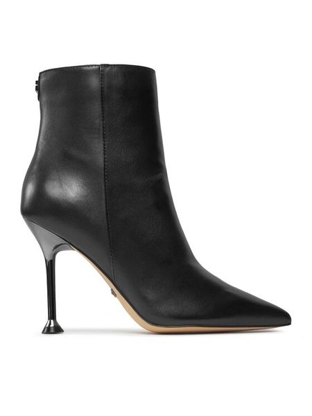 Guess Botki Travis FLPTRA LEA10 Czarny. Czarne botki Guess, z aplikacjami, ze skóry, bez obcasa, na szpilce, bez zapięcia. Za 999.99 zł.