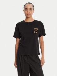 Liu Jo T-Shirt MF5416 JS923 Czarny Regular Fit. Czarne t-shirty Liu Jo, xs, bez wzorów, z bawełny, bez kołnierzyka, bez ramiączek. Za 219.99 zł.