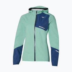 Kurtka do biegania damska Mizuno Waterproof 20K ER. Zielone kurtki do biegania Mizuno, bez wzorów, bez kaptura, do biegania. Za 459.99 zł.