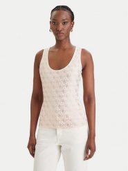 Guess Top W6GP10 K2932 Beżowy Regular Fit. Brązowe topy Guess, xl, z aplikacjami, z bawełny, bez kołnierzyka, bez ramiączek. Za 249.99 zł.