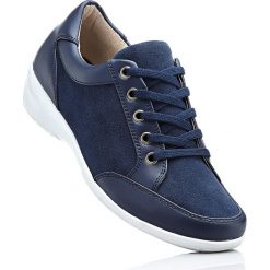 Skórzane buty sportowe bonprix ciemnoniebieski. Niebieskie buty treningowe marki bonprix, z materiału. Za 79.99 zł.