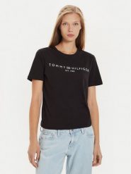 Tommy Hilfiger T-Shirt Logo WW0WW40276 Czarny Regular Fit. Czarne t-shirty Tommy Hilfiger, xl, bez wzorów, z bawełny, bez kołnierzyka, bez ramiączek. Za 129.99 zł.