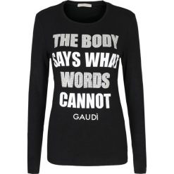 T-shirt Gaudi Jeans. Czarne t-shirty Gaudi, bez wzorów, z jeansu, bez kołnierzyka, bez ramiączek. Za 59.00 zł.