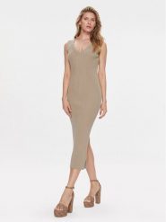 Guess Sukienka dzianinowa Marie W4RK35 Z3C71 Beżowy Bodycon Fit. Brązowe sukienki Guess, s, z aplikacjami, z bawełny, bez kołnierzyka, bez ramiączek, bodycon. Za 359.99 zł.