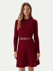 Guess Sukienka dzianinowa W5BK68 Z2YJ2 Czerwony Slim Fit. Czerwone sukienki Guess, xxl, z aplikacjami, z dzianiny, bez kołnierzyka, bez ramiączek. Za 439.99 zł.