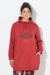 Damskie Długa bluza z kapturem oversize kaptur długi rękaw. Czerwone bluzy z kapturem Ulla Popken, plus size, bez wzorów, z bawełny, z kapturem. Za 239.99 zł.