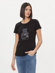 Liu Jo T-Shirt WA4034 JS923 Czarny Regular Fit. Czarne t-shirty Liu Jo, xs, bez wzorów, z bawełny, bez kołnierzyka, bez ramiączek. Za 249.99 zł.