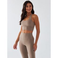 Stanik Sportowy BeShaped Morning Dew. Brązowe biustonosze sportowe BESHAPED, bez wzorów, z elastanu, do biegania. Za 179.00 zł.