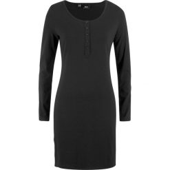 Sukienka shirtowa z plisą guzikową bonprix czarny. Sukienki marki Marie Zélie. Za 44.99 zł.