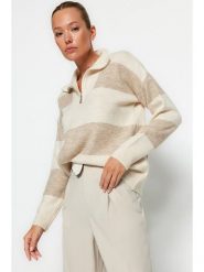 Trendyol Sweter w kolorze beżowo-jasnobrązowym rozmiar: M. Brązowe swetry Trendyol, m, bez wzorów, bez ramiączek. Za 78.99 zł.