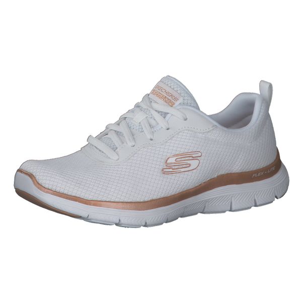 Obuwie Sportowe Damskie Skechers Mesh Lace-Up W Biały. Białe buty sportowe lifestyle Skechers, bez wzorów, z materiału, sportowe, bez zapięcia. Za 301.00 zł.