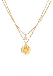 Elli Damski wisiorek z monetą Słońce z kamieniem księżycowym w pozłacanym srebrze próby 925 Sterling Silver Naszyjniki 1 ct. Szare naszyjniki Elli, z materiału, z kamieniem księżycowym, pozłacane. Za 333.99 zł.