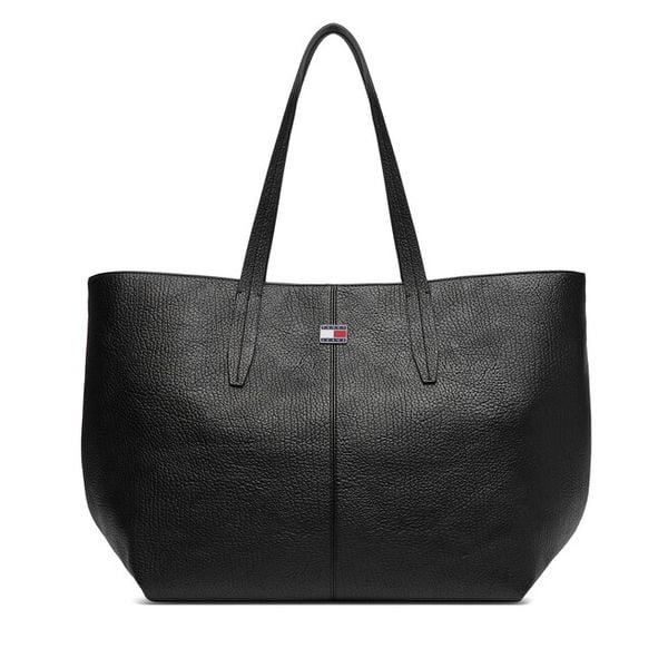 Torebka Tommy Jeans. Czarne shopper bag Tommy Jeans, bez wzorów, z jeansu, bez dodatków. Za 529.99 zł.