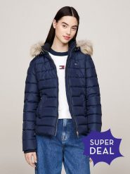 TOMMY JEANS Kurtka zimowa w kolorze granatowym rozmiar: XS. Niebieskie kurtki Tommy Jeans, na zimę, xs, bez wzorów, z jeansu, bez kaptura. Za 604.83 zł.
