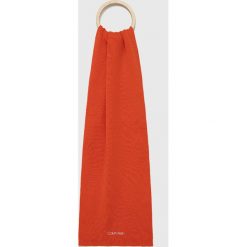 Calvin Klein szalik z domieszką kaszmiru kolor pomarańczowy gładki. Brązowe szaliki i kominy Calvin Klein, bez wzorów, z bawełny. Za 269.99 zł.