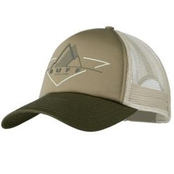 Czapka z daszkiem dla dorosłych Trucker Cap. Zielone czapki z daszkiem Buff, bez wzorów, z poliesteru, sportowe. Za 92.99 zł.