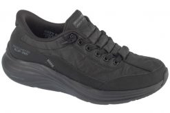 Buty sportowe Sneakersy damskie, Slip-ins: Contour Foam - Cozy Fit. Czarne buty treningowe Skechers, bez wzorów, z materiału, przed kostkę, bez zapięcia, trekkingowe. Za 369.99 zł.