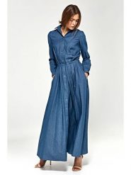 Nife Sukienka dżinsowa w kolorze niebieskim rozmiar: 36. Niebieskie sukienki Nife, bez wzorów, z bawełny, bez kołnierzyka, bez ramiączek, maxi. Za 300.21 zł.