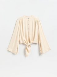 Koszula z lyocellem - złamana biel. Koszule Reserved, l, bez wzorów, z lyocellu, bez kołnierzyka, bez ramiączek. Za 139.99 zł.
