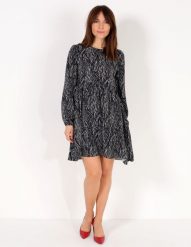 Wzorzysta sukienka z wiskozy. Sukienki Unisono, s, bez wzorów, z tkaniny, bez kołnierzyka, bez ramiączek, mini. Za 149.00 zł.