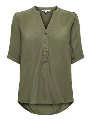 ONLY Bluzka w kolorze khaki rozmiar: 38. Brązowe bluzki ONLY, s, bez wzorów, z wiskozy, klasyczne, bez kołnierzyka, bez ramiączek. Za 88.02 zł.