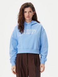 Tommy Jeans Bluza Script DW0DW20306 Niebieski Relaxed Fit. Niebieskie bluzy Tommy Jeans, xs, bez wzorów, z bawełny, bez kaptura. Za 219.99 zł.