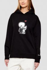 KARL LAGERFELD Czarna damska bluza z nadrukiem Ikon Valentine, Rozmiar L. Czarne bluzy KARL LAGERFELD, l, bez wzorów, eleganckie, bez ramiączek, bez kaptura. W wyprzedaży za 495.99 zł.