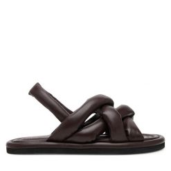 Sandały Bronx. Brązowe sandały Bronx, bez wzorów, bez obcasa, na płaskiej podeszwie, bez zapięcia. Za 449.99 zł.