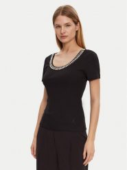 Marciano Guess Bluzka 5RGP18 6299A Czarny Reglan Fit. Czarne bluzki Marciano Guess, xxs, z aplikacjami, z wiskozy, bez kołnierzyka, bez ramiączek. Za 179.99 zł.