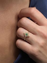 OR Carats Złoty pierścionek z diamentem i kamieniem szlachetnym rozmiar: 60. Żółte pierścionki OR Carats, z diamentem, złote. Za 956.99 zł.