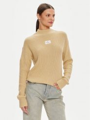 Calvin Klein Jeans Sweter J20J223609 Beżowy Loose Fit. Brązowe swetry Calvin Klein Jeans, s, bez wzorów, z bawełny, bez ramiączek. Za 299.99 zł.