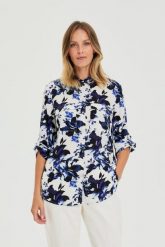 Koszula w kwiaty biała. Białe koszule MOODO, l, bez wzorów, z wiskozy, bez kołnierzyka, bez ramiączek. Za 119.99 zł.