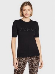 Guess Sweter W3RR46 Z2NQ2 Czarny Slim Fit. Czarne swetry Guess, xs, z aplikacjami, z wiskozy, bez ramiączek. Za 379.99 zł.