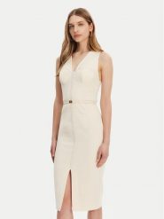 Elisabetta Franchi Sukienka koktajlowa AB-706-51E2-193 Écru Slim Fit. Sukienki Elisabetta Franchi, bez wzorów, z syntetyku, wizytowe, bez kołnierzyka, bez ramiączek. Za 1,859.00 zł.