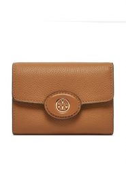 Tory Burch Mały Portfel Damski 165002 Brązowy. Brązowe portfele Tory Burch, bez wzorów, ze skóry. Za 809.99 zł.