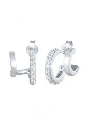 Elli Damskie kreolskie kolczyki sztyfty Double Trend z cyrkoniami w srebrze próby 925 Sterling Silver Kolczyki 1 ct. Szare kolczyki Elli, z cyrkonią, srebrne. Za 368.99 zł.