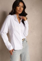 Biała Koszula z Wiskozy z Regulowanymi Rękawami Nonarian. Białe koszule Renee, xl, bez wzorów, z jeansu, eleganckie, bez kołnierzyka, bez ramiączek. W wyprzedaży za 55.99 zł.