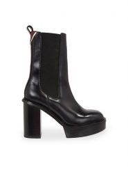 Tommy Hilfiger Botki Elevated Plateau Chelsea Bootie FW0FW07542 Czarny. Czarne botki Tommy Hilfiger, bez wzorów, ze skóry, bez obcasa, na słupku, bez zapięcia. Za 1,149.00 zł.