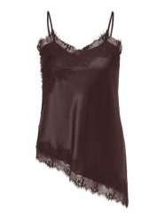ONLY Carmakoma Top w kolorze brązowym rozmiar: 42. Brązowe topy Only Carmakoma, bez wzorów, z koronki, z asymetrycznym kołnierzem, bez ramiączek. Za 119.95 zł.