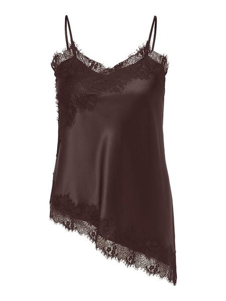 ONLY Carmakoma Top w kolorze brązowym rozmiar: 48. Brązowe topy Only Carmakoma, bez wzorów, z koronki, z asymetrycznym kołnierzem, bez ramiączek. Za 124.95 zł.