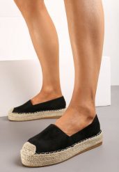 Czarne Klasyczne Wsuwane Espadryle z Plecionką Wokół Podeszwy Gemelle. Czarne espadryle Born2be, bez wzorów, biznesowe, bez obcasa. W wyprzedaży za 42.49 zł.