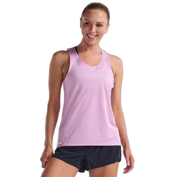 Damski tank top 2XU Light Speed. Czerwone topy 2XU, bez wzorów, z tkaniny, sportowe, bez kołnierzyka, bez ramiączek. Za 347.50 zł.